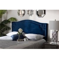 Baxton Studio BBT6563-Navy Blue-HB-Full Aubrey Modern and Contemporary Royal Blue Velvet Fabric Upholstered Full Size Headboard